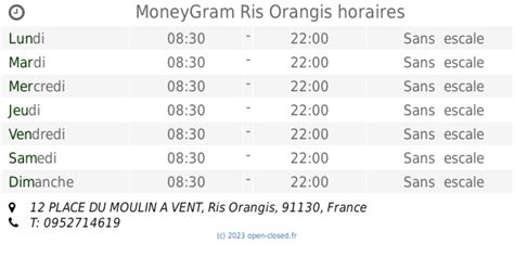 Horaires d'ouverture Moneygram Avignon 21 Av. du Moulin de .